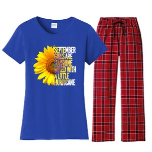 September Are Sunshine Mixed Hurricane Sunflower Funny Gift Women's Flannel Pajama Set