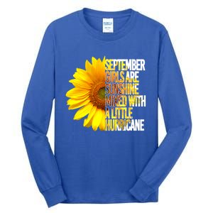 September Are Sunshine Mixed Hurricane Sunflower Funny Gift Tall Long Sleeve T-Shirt