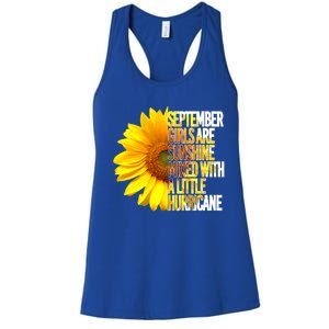 September Are Sunshine Mixed Hurricane Sunflower Funny Gift Women's Racerback Tank