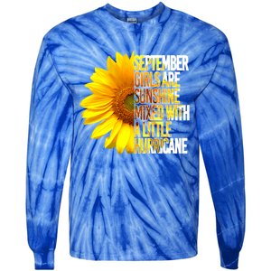 September Are Sunshine Mixed Hurricane Sunflower Funny Gift Tie-Dye Long Sleeve Shirt