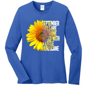 September Are Sunshine Mixed Hurricane Sunflower Funny Gift Ladies Long Sleeve Shirt