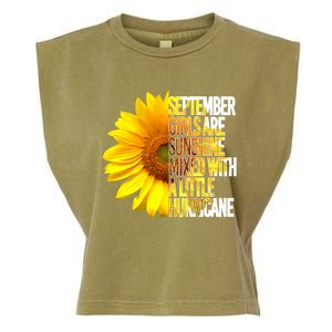 September Are Sunshine Mixed Hurricane Sunflower Funny Gift Garment-Dyed Women's Muscle Tee