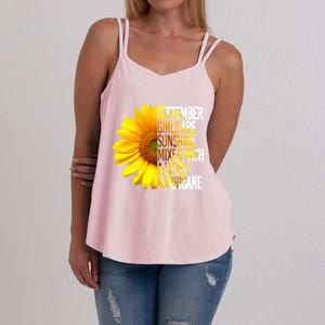 September Are Sunshine Mixed Hurricane Sunflower Funny Gift Women's Strappy Tank