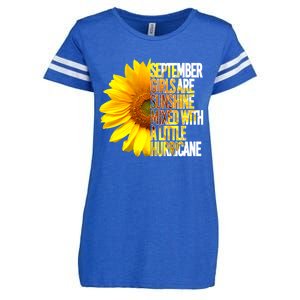 September Are Sunshine Mixed Hurricane Sunflower Funny Gift Enza Ladies Jersey Football T-Shirt