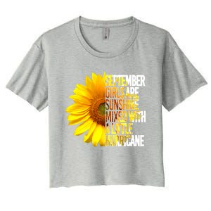 September Are Sunshine Mixed Hurricane Sunflower Funny Gift Women's Crop Top Tee