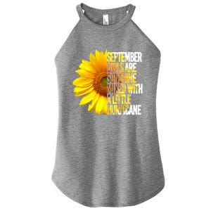 September Are Sunshine Mixed Hurricane Sunflower Funny Gift Women's Perfect Tri Rocker Tank