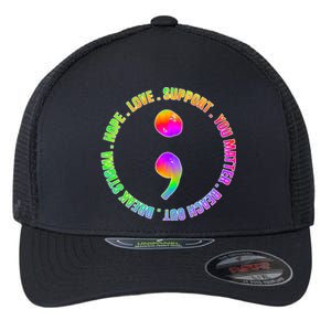 Suicide Awareness Semi Colon Support Flexfit Unipanel Trucker Cap