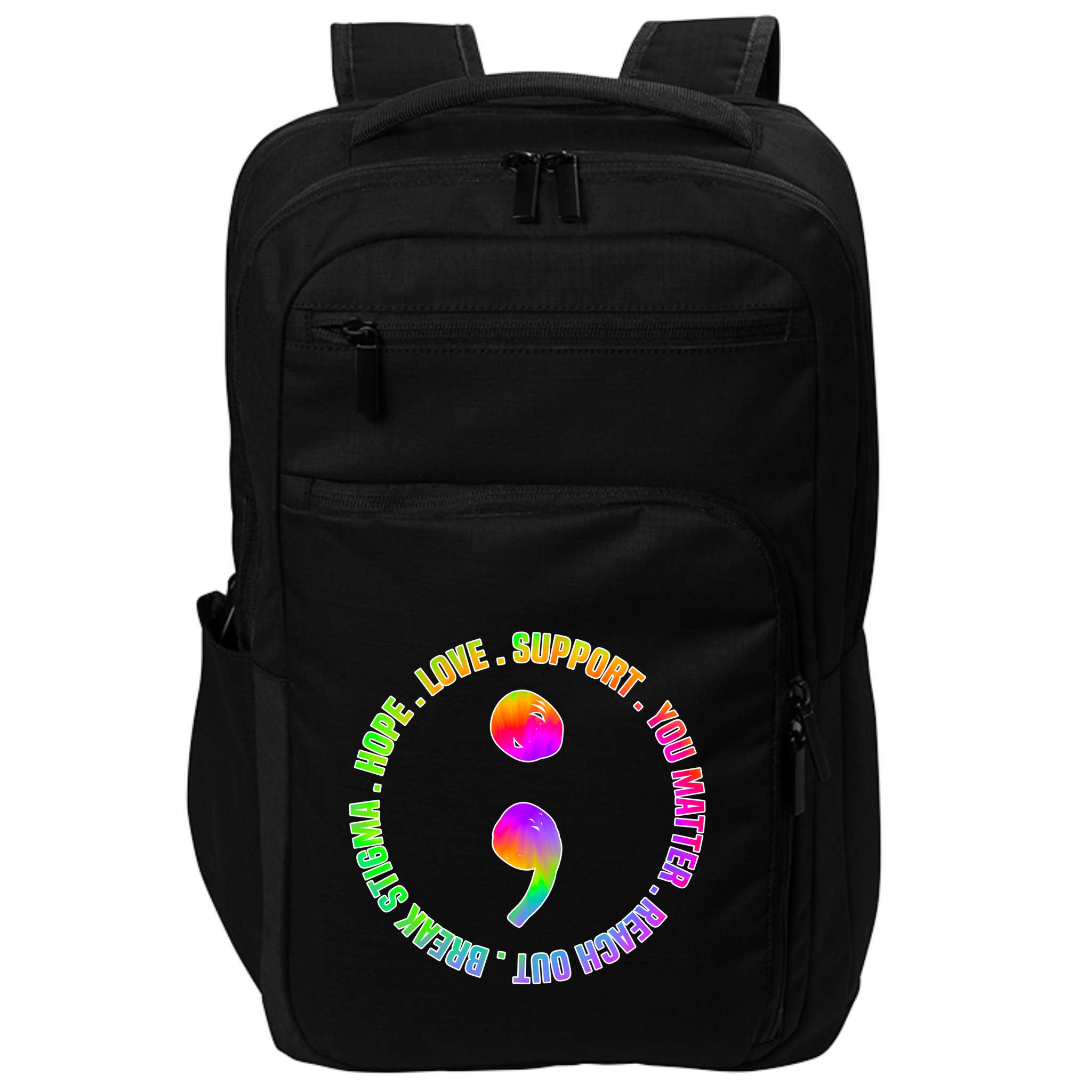 Suicide Awareness Semi Colon Support Impact Tech Backpack