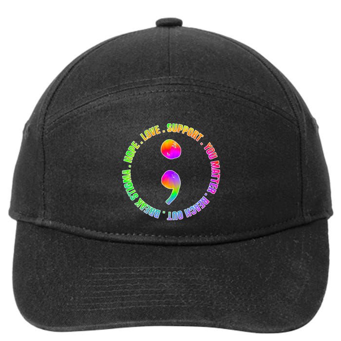 Suicide Awareness Semi Colon Support 7-Panel Snapback Hat