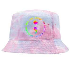 Suicide Awareness Semi Colon Support Tie-Dyed Bucket Hat