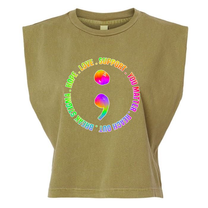 Suicide Awareness Semi Colon Support Garment-Dyed Women's Muscle Tee