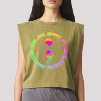 Suicide Awareness Semi Colon Support Garment-Dyed Women's Muscle Tee