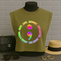 Suicide Awareness Semi Colon Support Garment-Dyed Women's Muscle Tee