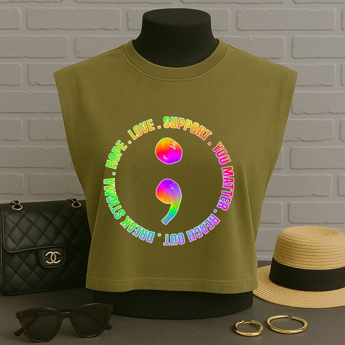 Suicide Awareness Semi Colon Support Garment-Dyed Women's Muscle Tee