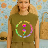 Suicide Awareness Semi Colon Support Garment-Dyed Women's Muscle Tee