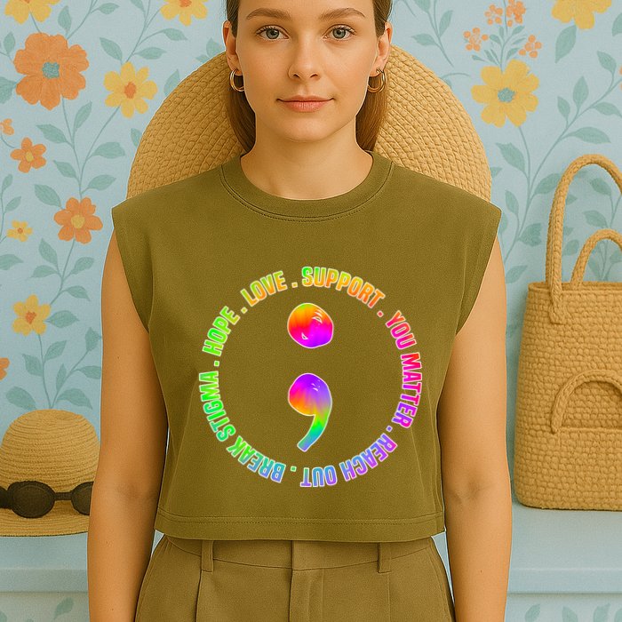 Suicide Awareness Semi Colon Support Garment-Dyed Women's Muscle Tee