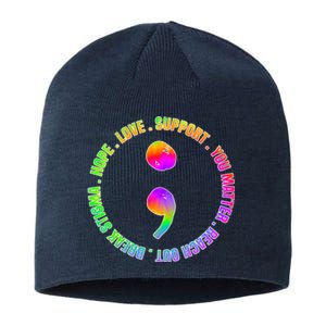 Suicide Awareness Semi Colon Support Sustainable Beanie