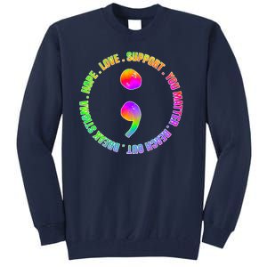 Suicide Awareness Semi Colon Support Tall Sweatshirt