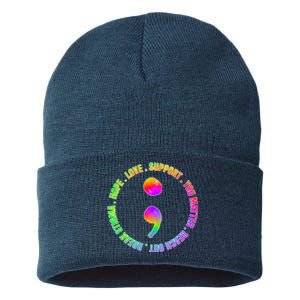 Suicide Awareness Semi Colon Support Sustainable Knit Beanie