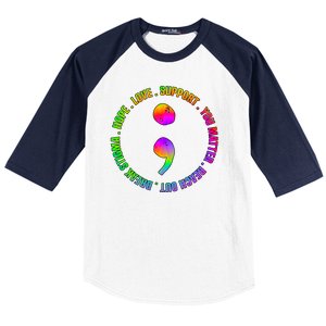 Suicide Awareness Semi Colon Support Baseball Sleeve Shirt