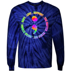 Suicide Awareness Semi Colon Support Tie-Dye Long Sleeve Shirt