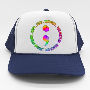 Suicide Awareness Semi Colon Support Trucker Hat