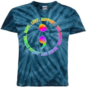 Suicide Awareness Semi Colon Support Kids Tie-Dye T-Shirt