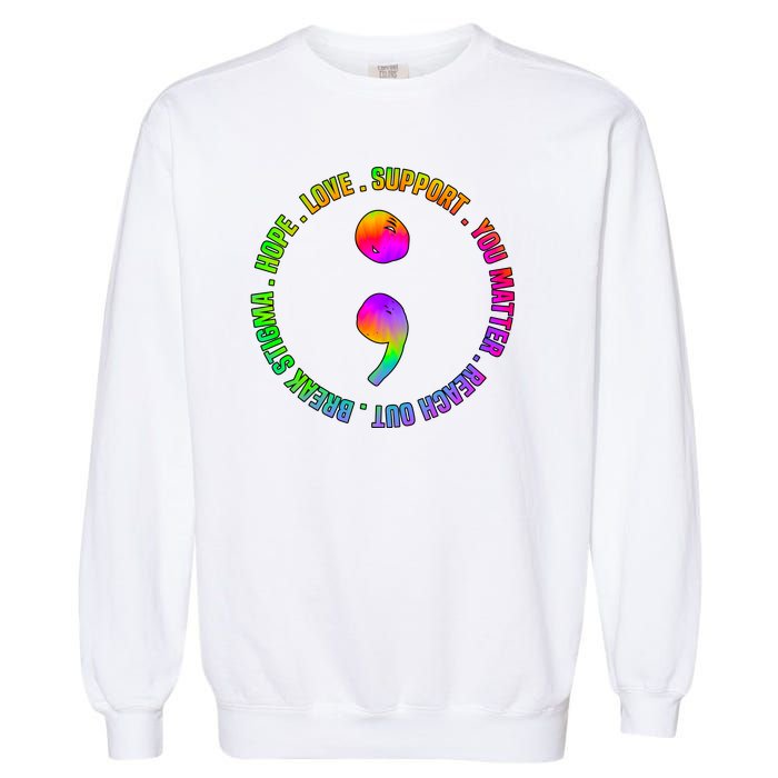 Suicide Awareness Semi Colon Support Garment-Dyed Sweatshirt