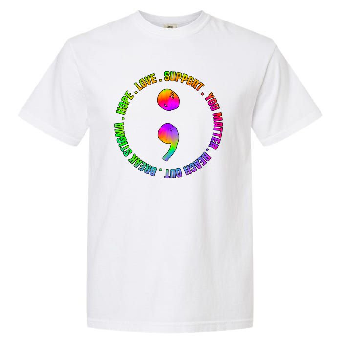 Suicide Awareness Semi Colon Support Garment-Dyed Heavyweight T-Shirt