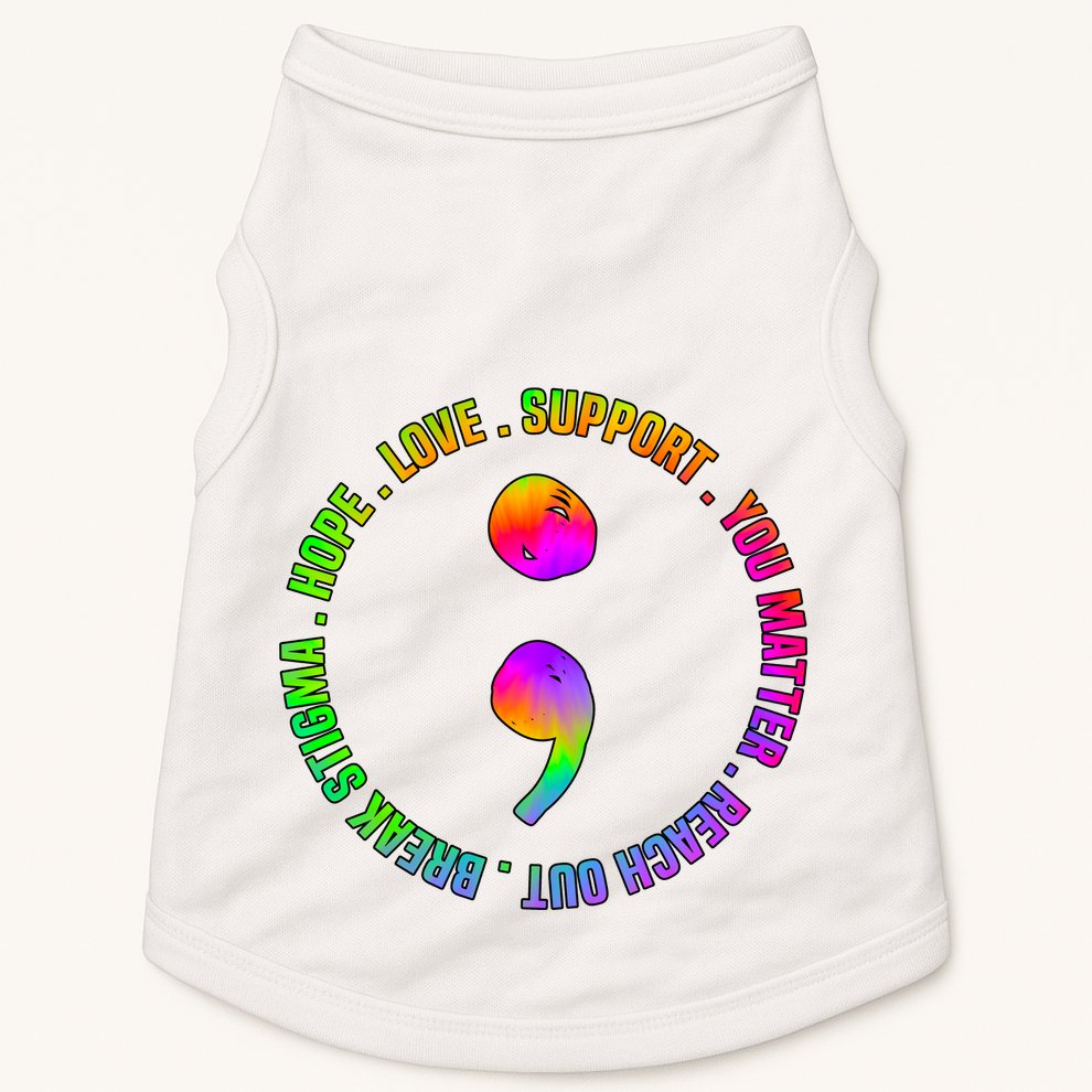 Suicide Awareness Semi Colon Support Doggie Tank