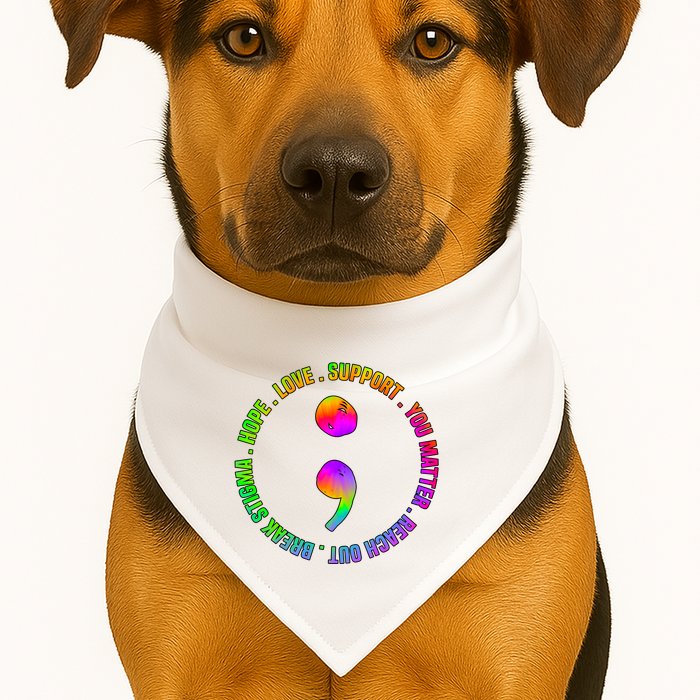 Suicide Awareness Semi Colon Support USA-Made Doggie Bandana