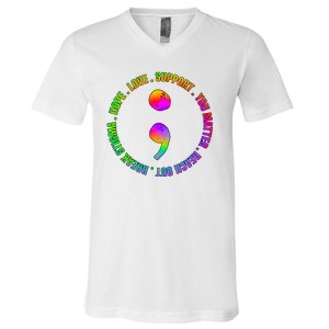 Suicide Awareness Semi Colon Support V-Neck T-Shirt