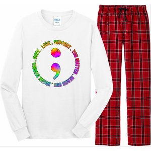 Suicide Awareness Semi Colon Support Long Sleeve Pajama Set