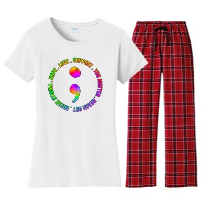 Suicide Awareness Semi Colon Support Women's Flannel Pajama Set