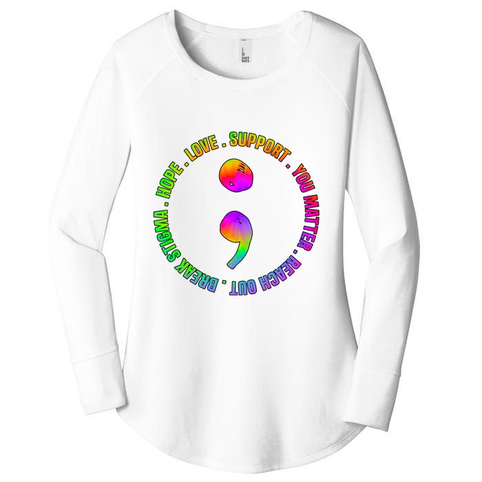 Suicide Awareness Semi Colon Support Women's Perfect Tri Tunic Long Sleeve Shirt