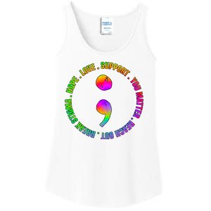 Suicide Awareness Semi Colon Support Ladies Essential Tank