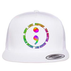 Suicide Awareness Semi Colon Support Flat Bill Trucker Hat