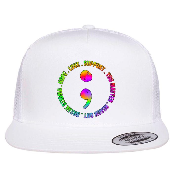 Suicide Awareness Semi Colon Support Flatbill Hat