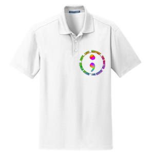 Suicide Awareness Semi Colon Support Dry Zone Grid Polo