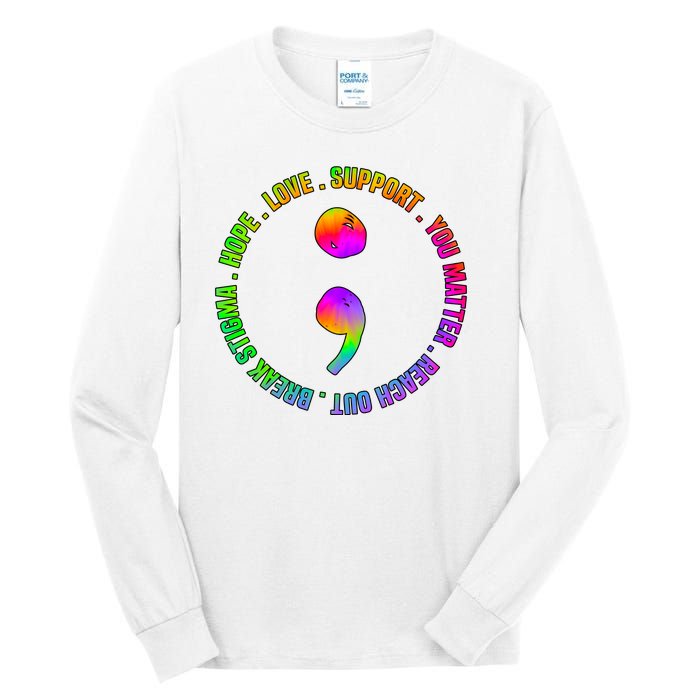 Suicide Awareness Semi Colon Support Tall Long Sleeve T-Shirt