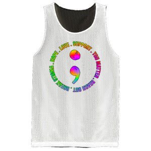 Suicide Awareness Semi Colon Support Mesh Reversible Basketball Jersey Tank