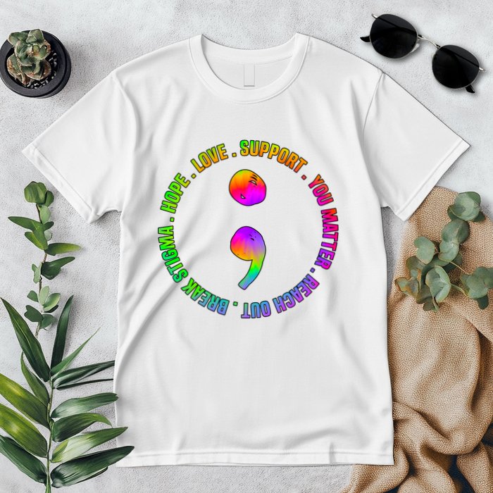 Suicide Awareness Semi Colon Support Premium T-Shirt