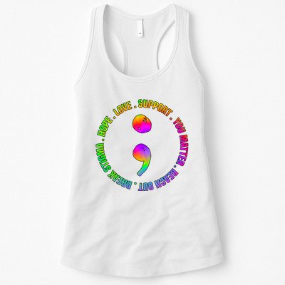 Suicide Awareness Semi Colon Support Women's Racerback Tank