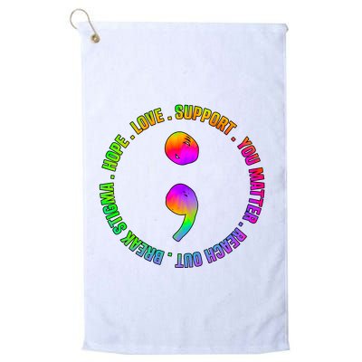 Suicide Awareness Semi Colon Support Golf Towel