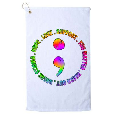 Suicide Awareness Semi Colon Support Platinum Collection Golf Towel