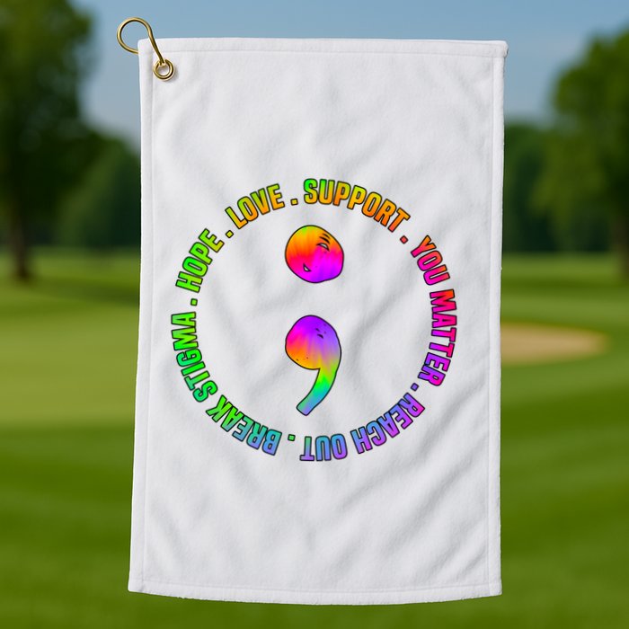 Suicide Awareness Semi Colon Support Golf Towel