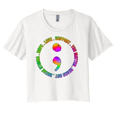 Suicide Awareness Semi Colon Support Women's Crop Top Tee