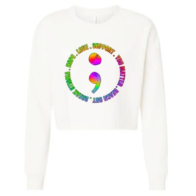 Suicide Awareness Semi Colon Support Cropped Pullover Crew