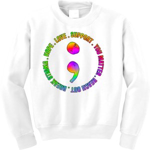 Suicide Awareness Semi Colon Support Kids Sweatshirt