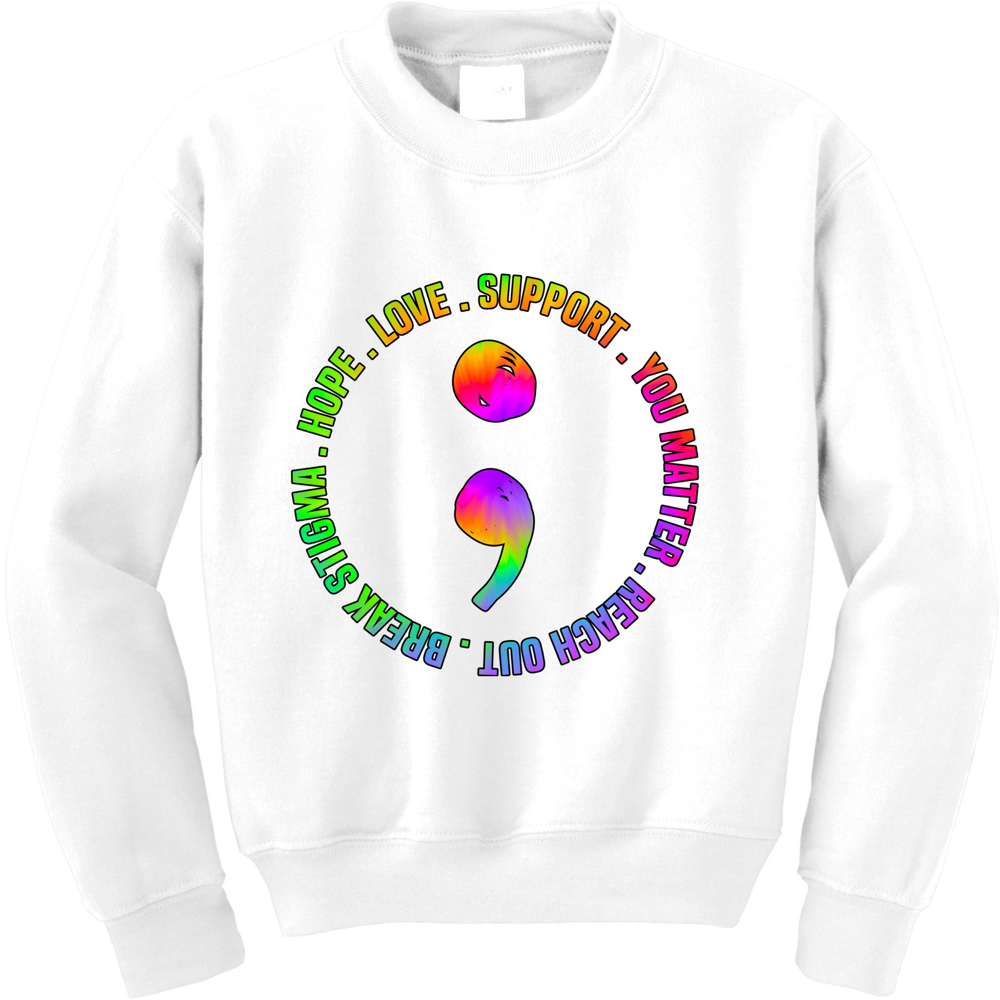 Suicide Awareness Semi Colon Support Kids Sweatshirt